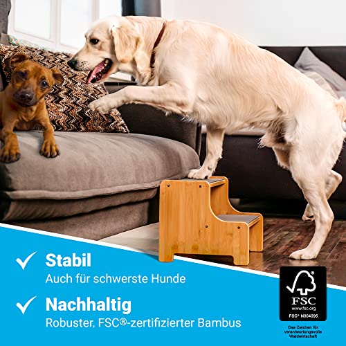 AMAZINGs Hundetreppe für kleine, mittlere und schwere Hunde, Katzen. 3 Stufen | Haustiertreppe, Junge und alte Katzen | 40 cm hoch für Sofa, Bett | Gelenkschonender Ersatz zu Hunderampe