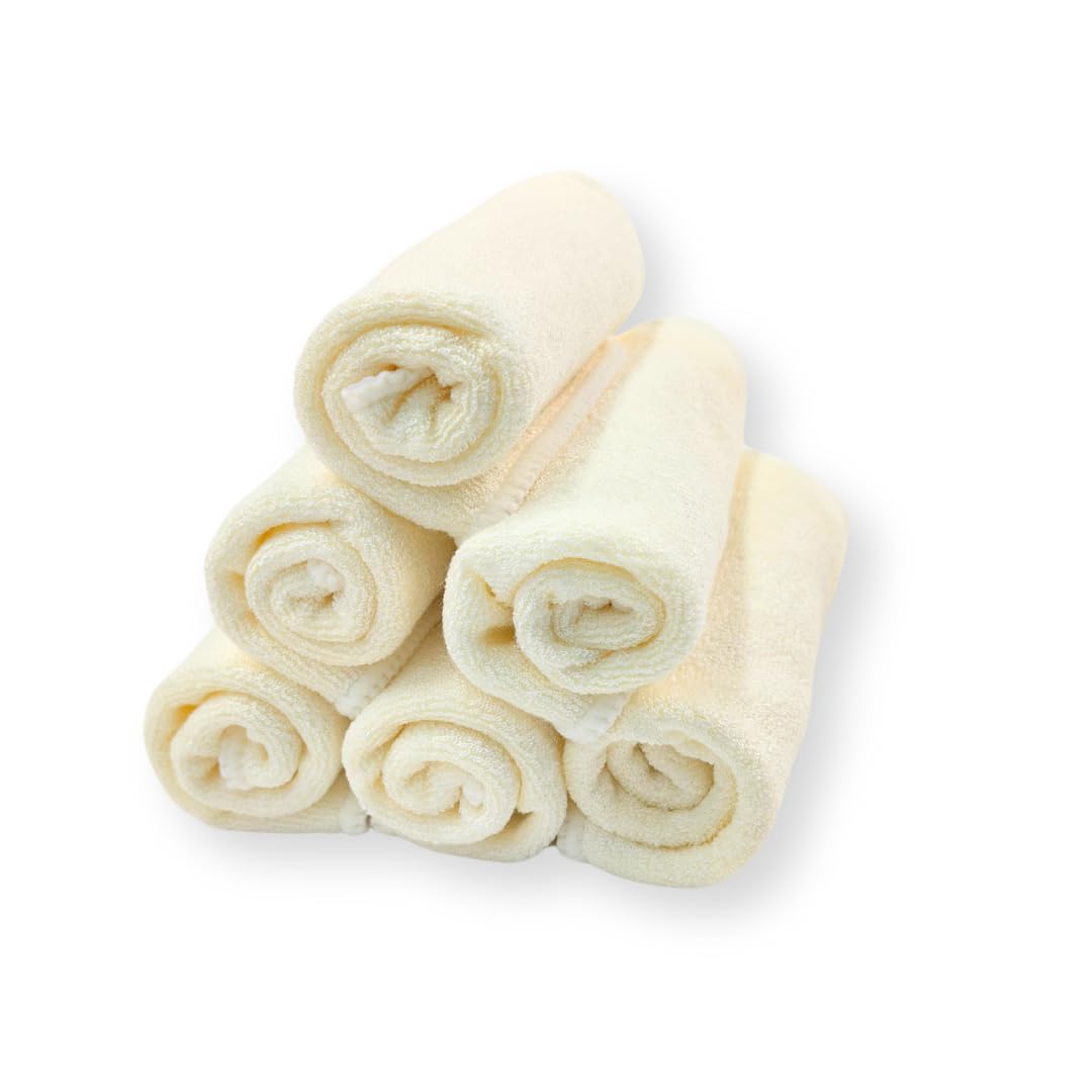 Baby Washcloths 6-Pack Ultra Soft Viscose 7 87 x 7 87 inches 2-Layer Deluxe Super Absorbent Machine Washable