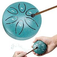 Realtopdo Tongue Drum Steel Tongue Drum 3 Zoll Stahlzungen 6 Töne Zungentrommel Pan Drum Percussion Steel Instrument Handpan Steel mit Schlägeln Meditation Yoga Klangheilung (Gruen)