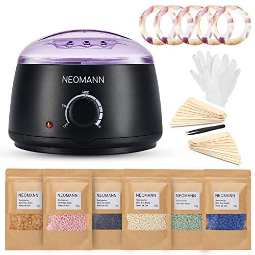 Waxer II Deluxe Wachs-Set für Frauen und Männer nicht klebend teflonbeschichtet Wachserhitzer zur Haarentfernung inkl. 600 g Wachsperlen 30 Spatel Handschuhe Pinzetten (Waxer II Deluxe)
