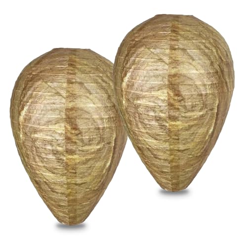 2 Stück Wespennest Attrappe Wetterfest, Wespen Dauerhaft Vertreiben, Hornissennest Attrappe, Künstliche Wetterfest Wespenfalle, Bienennest Wespenabwehr, für Haus Balkon Garten Outdoor Hanging