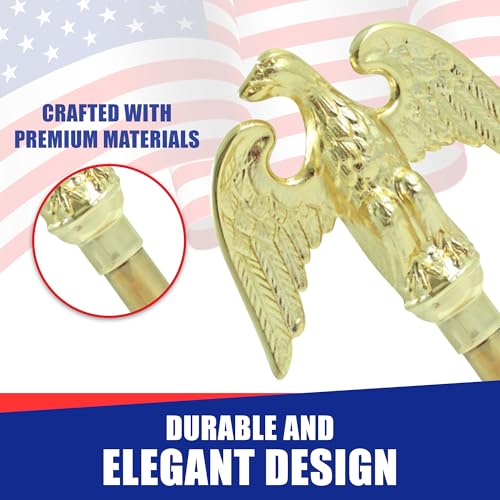 Super Tough Indoor Flag Pole kit 8ft - Metal Eagle - Gold Texture Base - Aluminum Flagpole with Brass Finish - Heavy Duty Inside House Flagstaff - Interior Shaft and Stand - No Ensign Included by Super Tough - Image 4