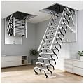 Attic Ladder with 660 lb Capacity - Ceiling-Mounted Retractable Folding Stairs with Handrail, 12 Steps, Fits 8.8-9.8 ft Ceilings (31.5x39.4 inch Opening)