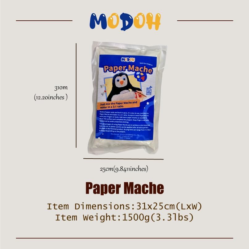 Miniatura 2 de Polvo instantáneo de papel maché, 3.3 libras, color blanco con malla de aluminio, mezcla de papel maché, objeto para decorar, arcilla de papel