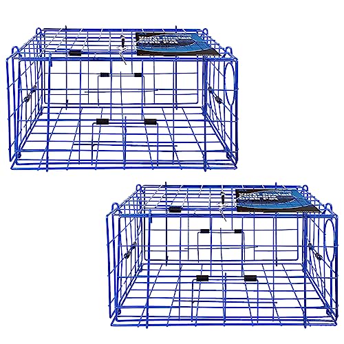 A1FISHER Pacific Folding Crab Trap Pot Vinyl Coated Steel Wire 24''x24''x12'' 2 Pcs for Dungeness