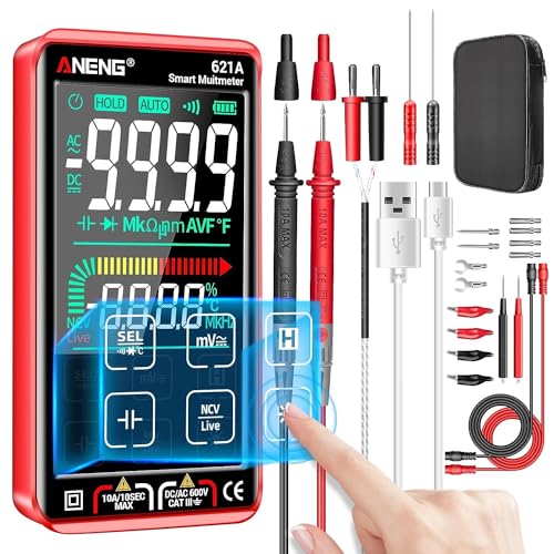 Scienish Digital Multimeter Tester Auto-Ranging 9999Counts Rechargeable anti-burning Ohm Amp VoltMeter With NCV DC/AC Current Voltage Resistance Diodes Continuity Capacitance Temperature