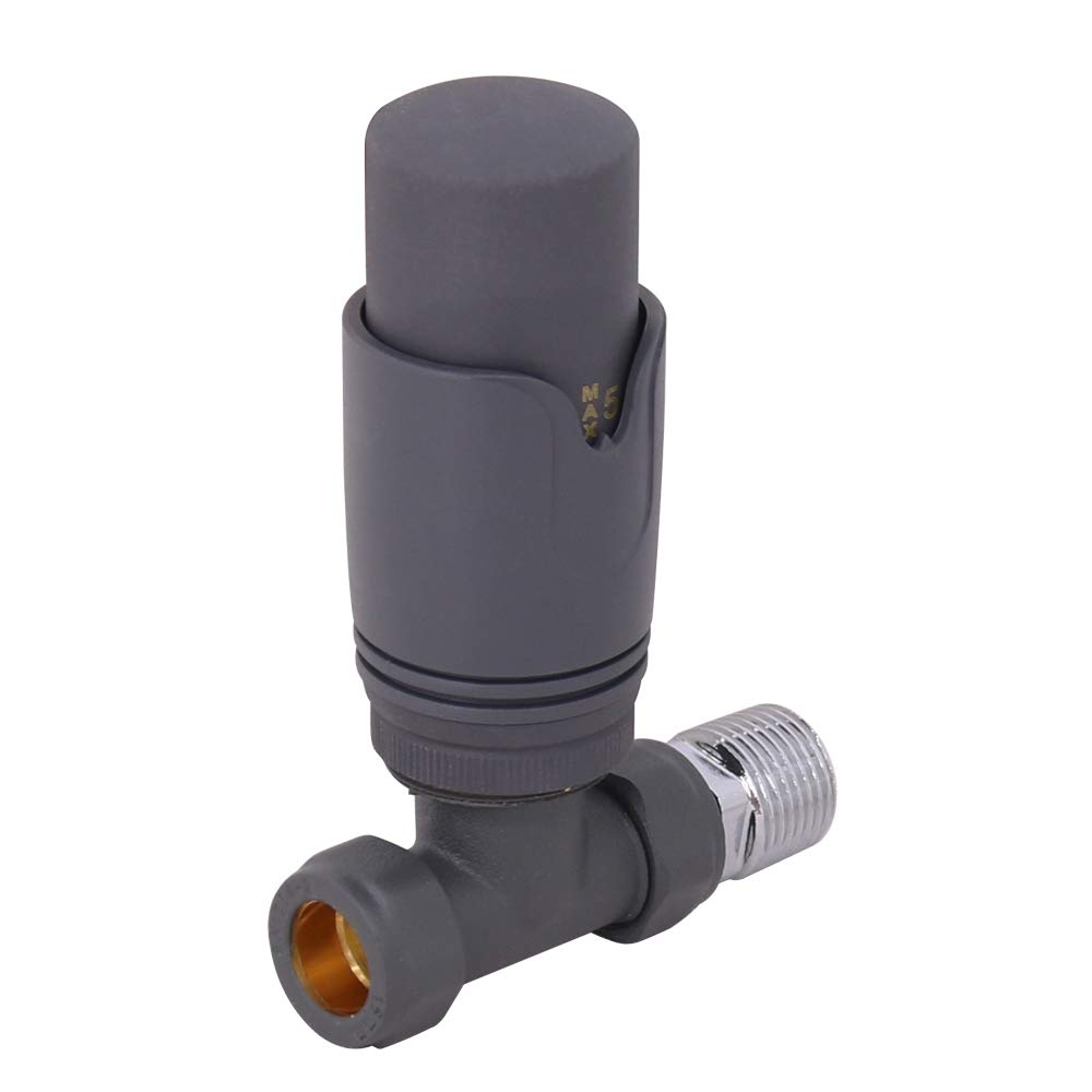 NRG Straight Thermostatic Radiator Valve Anthracite Central Heating Tap