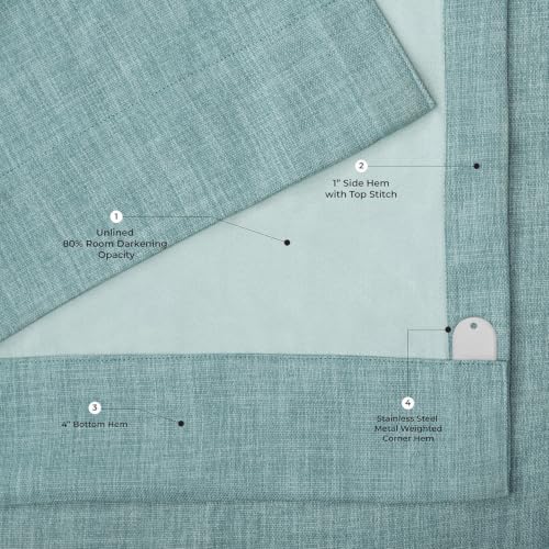 Image of HPD Half Price Drapes - Grommet Faux Linen Curtains for Living Room (1 Panel) - 50W X 84L - Textured Room Darkening Curtains for Bedroom 84 Inches Long - Drapes for Home Decor, Sea Thistle