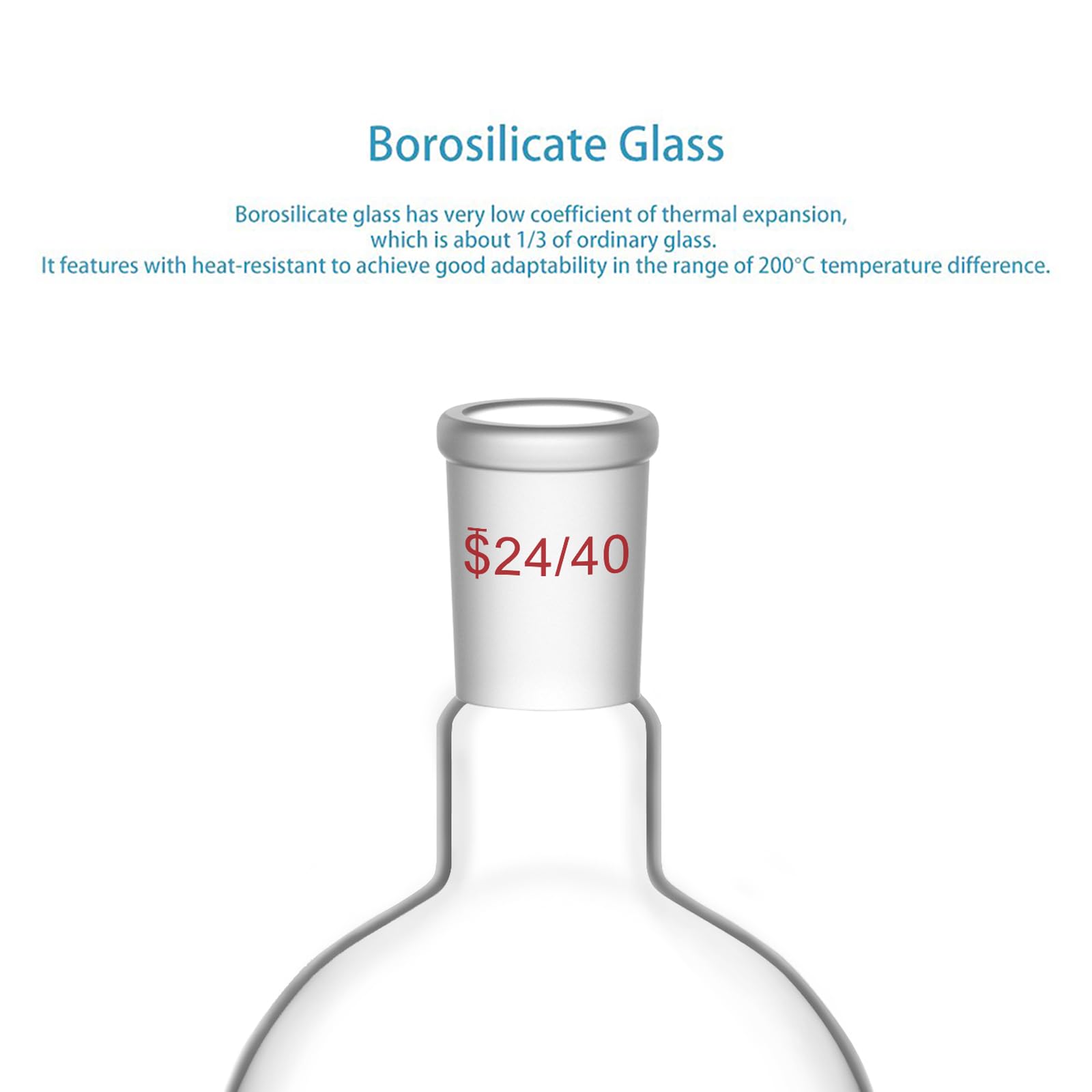 stonylab Pallone di Ebollizione a Fondo Piatto con Collo Singolo Borosilicato in Vetro, con Giunto Esterno Conico Standard 24/40, Matracci da laboratorio Palloni per Ebollizione Boiling Flask, 500ml