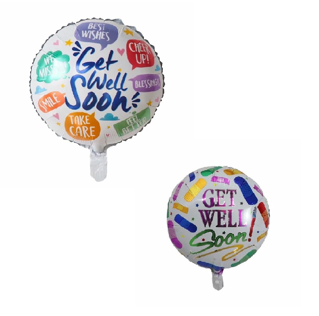 THE GIFT FACTORY "" 2-Pieces Get Well Soon Multicolored Foil Balloon-18inches