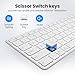 Bnnwa Wireless Bluetooth Keyboard Stainless Steel Multi-Device Full Size Keyboard with Numeric Keypad Low Profile Silent Cordless Keyboards Quiet Typing for Computer/Windows/PC/Laptop(Silver White)