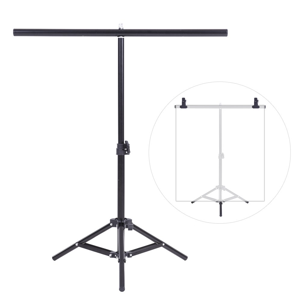 Pepisky 60.5 * 70cm Small Photography Studio Video Metal Support Stand System Kit Set w/bar & 3 * Clamps for PVC Backdrop Background