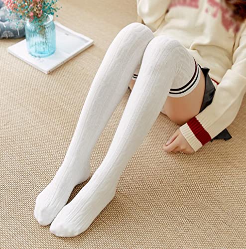 Chaussettes sur le genou blanches SHISHI idéales pour le style étudiant et les jupes d'école