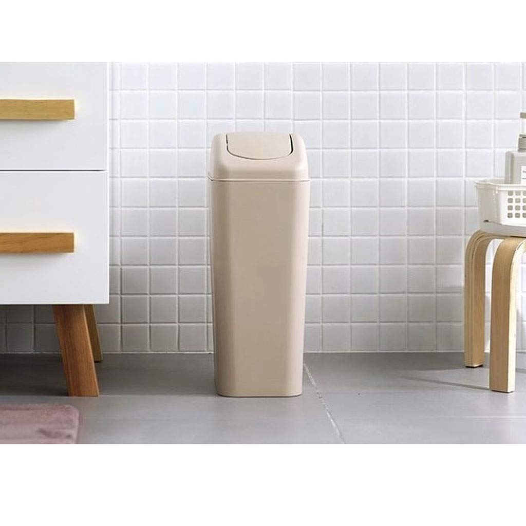 UPJAKS Cubo de Basura Bote de Basura Hogar Sala de Estar Dormitorio Baño Cocina Batido Cubierta Rectangular Inodoro Cubierto Cubo de Basura 12L Bote de Basura Baño (Color : Beige)
