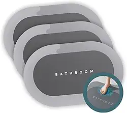 Kit 3 Tapetes Super Absorventes, Antiderrapantes Cinza para Banheiro e Casa – Secagem Rápida, Emborrachado, Durável, Fácil de Limpar, Design Elegante e Alta Aderência - Qualidade Premium LNSTORE