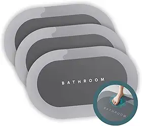 Kit 3 Tapetes Super Absorventes, Antiderrapantes Cinza para Banheiro e Casa – Secagem Rápida, Emborrachado, Durável, Fácil de Limpar, Design Elegante e Alta Aderência - Qualidade Premium LNSTORE