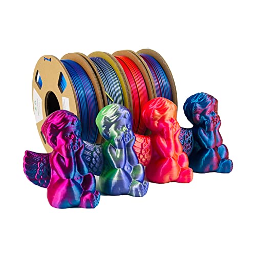 250g 3D Printer Filament Bundle PLA Filament 1.75mm Shiny Tricolor Silk PLA 4 Packs 0.25kg Per Spool