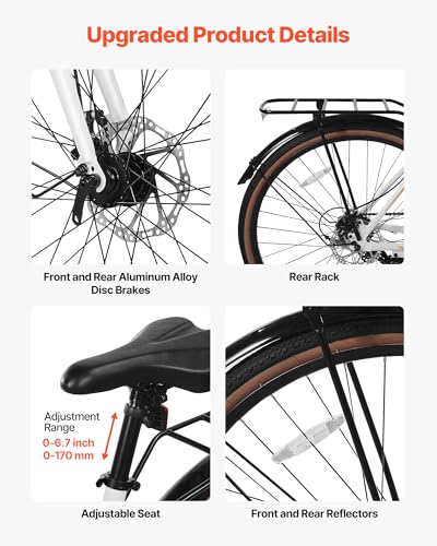 VEVOR Hybrid Bike, Lightweight Aluminum Frame Bike, 700c