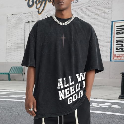 Christian Shirts for Men Inspirational God Faith Jesus Tshirts Oversized Vintage Cross Graphic Tees Acid Wash Tops4