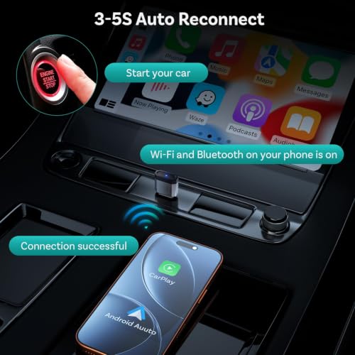 OTTOCAST Mini Nova Wireless CarPlay & Android Auto Adapter, 2-in-1 Convert Wired to Wireless, Plug & Play, Fast Auto Reconnect, Compact Mini Design for iPhone iOS 10+ & Android 11+ - image 4