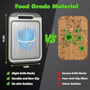 304 Stainless Steel Cutting Board, Cutting Board Double Sided for Kitchen, Wheat Straw PP, Meat Cutting with Diversion Groove & Grater, Anti-Slip, Easy to Clean (9.8" x 14.5") 304 Stainless Steel Cutting Board Cutting Board Double Sided for Kitchen Wheat Straw PP Meat Cutting with Diversion Groove Grater Anti Slip Easy to Clean 98 x 145