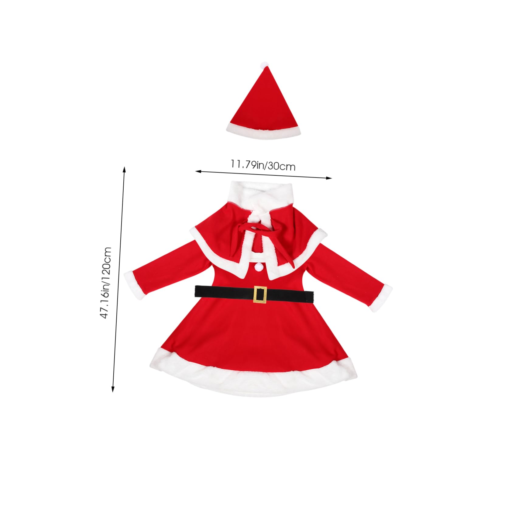 LIFKOME Costume di Natale per Ragazze con Abito Sciarpa e Cappello per Feste Natalizie Realizzato in Morbido Poliestere