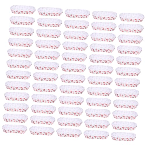 Cabilock Boat-Shaped Paper Tray 100pcs White Striped Hot Dog Trays Paper Hot Dog Holders Snack Supply