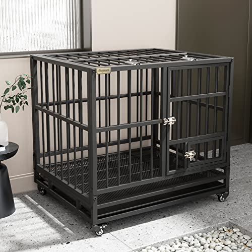The Escape Proof Dog Crates 8 Furpezoo® Heavy Duty Indestructible Dog Crate,38 inch Large Dog Kennel ...