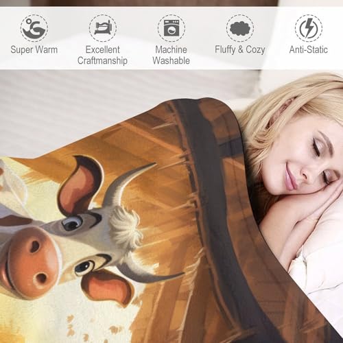 Couverture plaid de lit vache en flannel douce 150x200cm pour toutes saisons