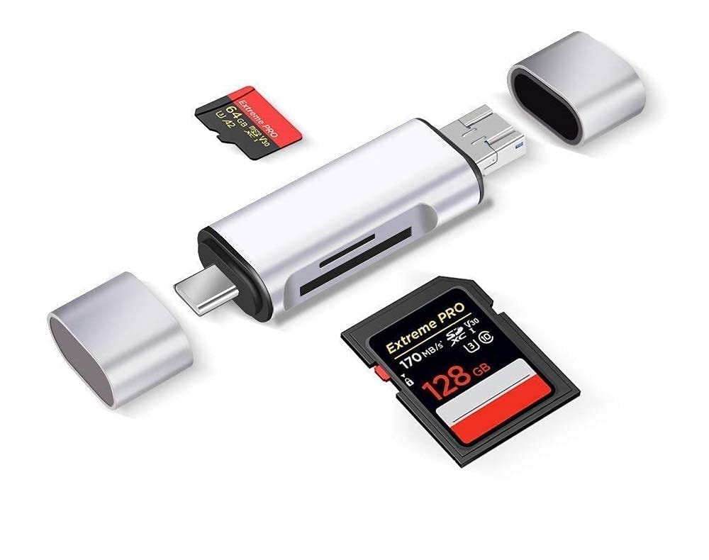 card reader 3-in-1 sd, micro sd, sdxc, sdhc, micro sdhc, micro sdxc memory card reader for macbook pc tablets smartphones