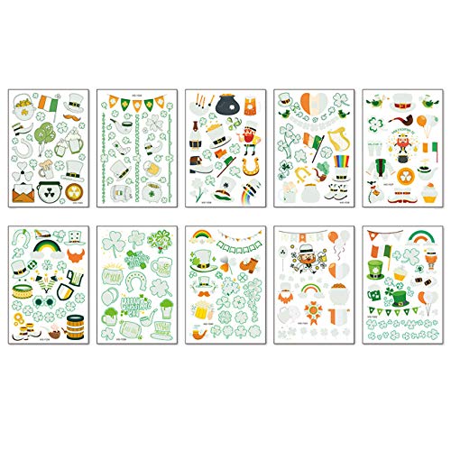 Beiling Kids Saint Patrick’S Day Luminous Temporary Tattoos Stickers Shamrock Beer Glow In Dark Children Holiday Fluorescent Tattoos Stickers For Face Body Arms Baby Girl Boy St Patricks Party Favor Accessories thumb #2