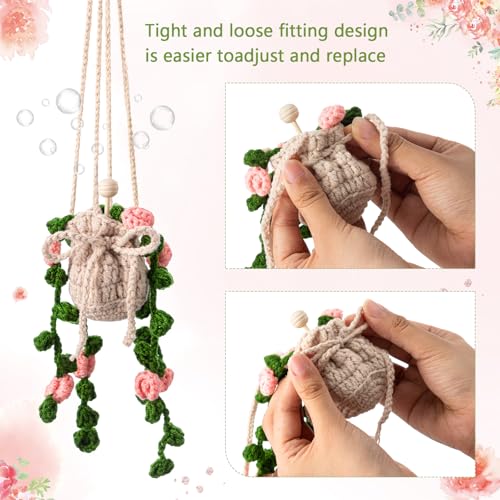 Image of Cute Crochet Plant for Car 12ml Diffuser Bottle,Pink, Green,Flower