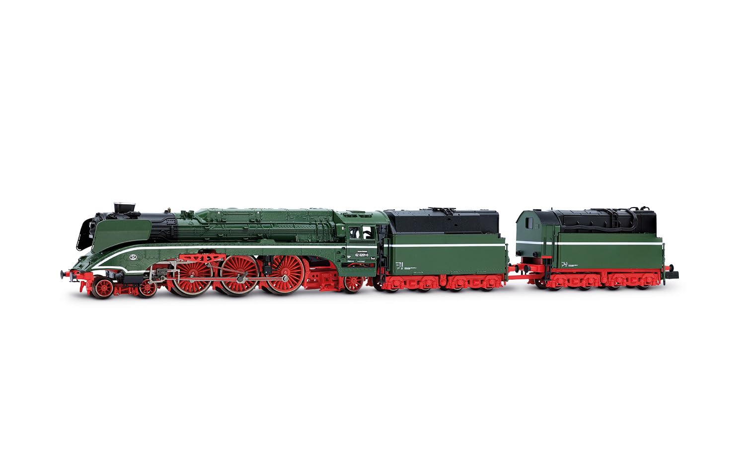 Arnold HN2665S DR, steam locomotive 02 0201-0, fuel tender, chrome green w. white decor line, w. add. tender ep. V, DCC Sound Locomotive - Steam