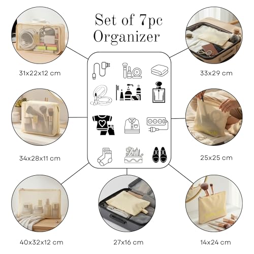 Image of Epicasa 7-Piece Travel Packing Cubes Organizer Set for Luggage | Waterproof Polyester Bags for Clothes, Shoes & Accessories | Travel Organisers for Suitcase, Backpack & Closet
