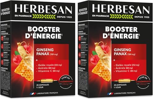 Fatigue passagère ? Panax Ginseng Meyer et Gelée Royale Herbesan 20 ampoules