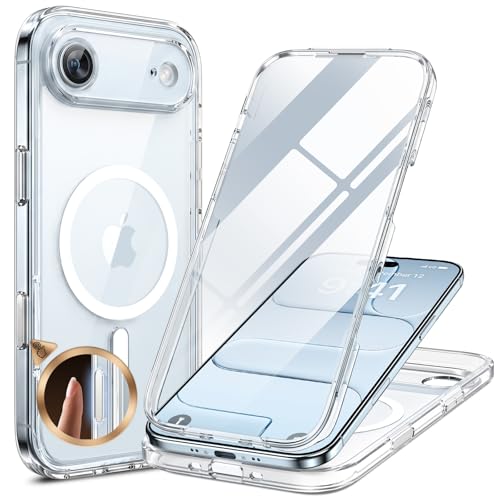 Image of Miracase Magnetic for iPhone Air Case 6.5-inch with Camera Control, [Compatible with MagSafe] Full-Body Protection Slim Phone Case with Built-in Tempered Glass Screen Protector for 17 Air Case, Clear