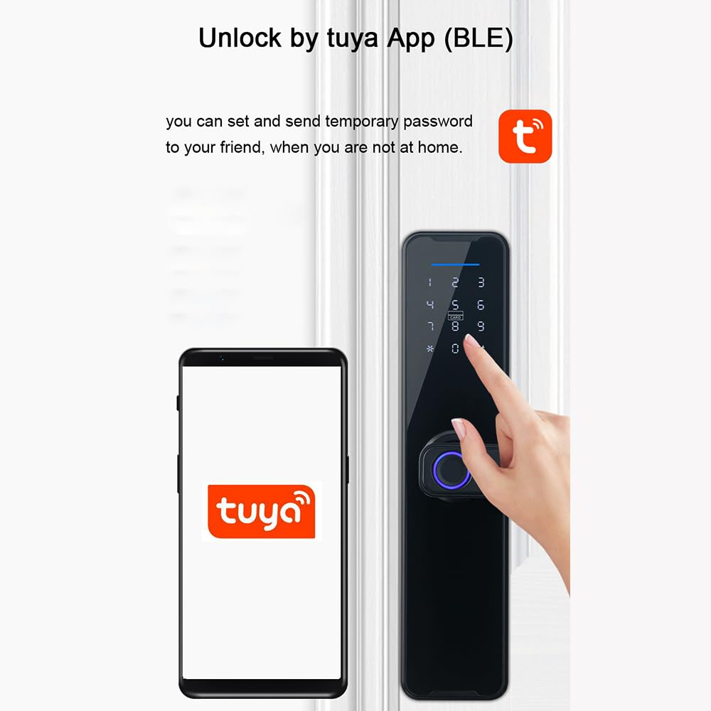 Smart Lock zamek do drzwi z odciskami palców, klawiatura z uchwytem, odcisk palca, elektroniczny zamek do drzwi, inteligentny zamek do drzwi, kompatybilny
