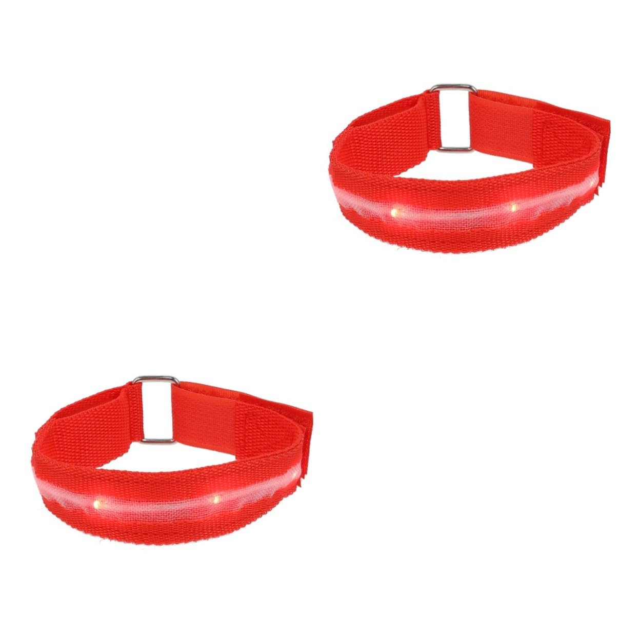VANZACK 2 pcs Glowing Running Arm Light LED Night Safety Wristband for High Visibility Running Cycling and Walking for Outdoor Activities and Nighttime Use Red