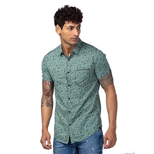 Image of Spykar Men's Slim Fit N /A Full Sleeve Printed Casual Shirts
