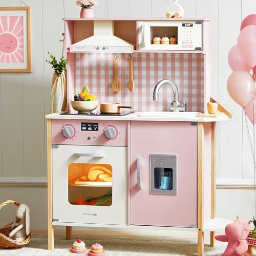 Image of Tiny Land Play Kitchen for Kids - Real Lights, Sounds & Adjustable Height