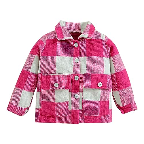Boys Girls Shirt Coat Jacket Plaid Long Sleeve Turn Down Collar Button Tops Outwear for Toddler Girl Fall Clothes