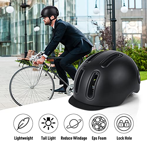 Adult Bike Helmet With Safety Rear Light, Cycling Helmet For Men Women With Detachable Uv Protective Goggles Visor, Adjustable Mtb Mountain Bicycle Helmet For Road Riding Urban Commuter (Black) #TOP2