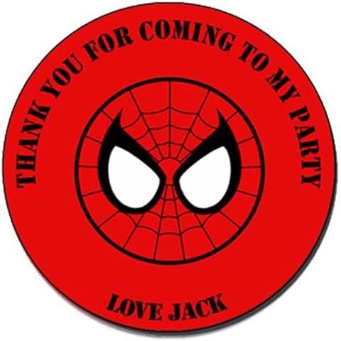 24 x Personalised Superhero Birthday Stickers for Party Thank You Sweet Cone Bags - Mixed Avengers, Hulk, Thor, Batman Theme (Spiderman) Cover