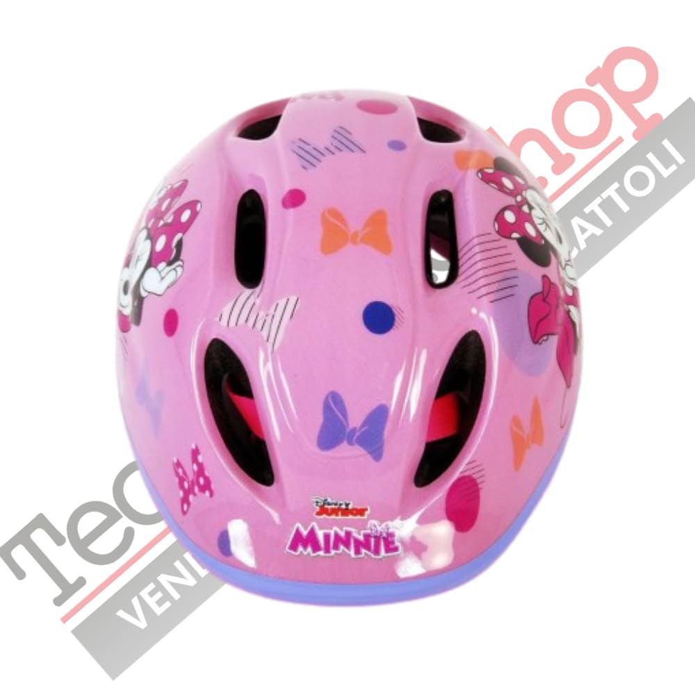 Tecnobike Shop Caschetto Casco Bici per Bambina Bicicletta Volare Disney Minnie Omologato Misura Regolabile 52/56 cm