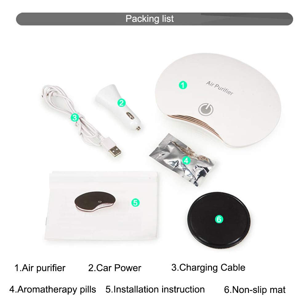 Purificatore d'aria con Filtro HEPA, 3-IN-1 Purificatore+Diffusore Aromi Effetti Pulita Rumore basso per Auto Casa Ufficio Stanza del bambino Bianco 03 18x13x3.6cm