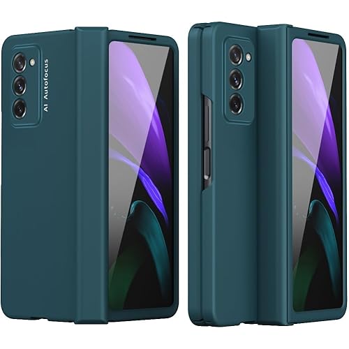 Compatible with Samsung Galaxy Z Fold 2 Case with Screen Protector & Hinge Coverage Protection,Full Body Hard PC Shockproof Protective Phone Case Compatible with Samsung Galaxy Z Fold 2 (Cyan)