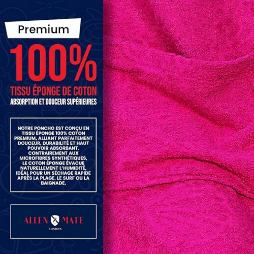 Image of ALLEN & MATE Kids Surf Poncho Towel Robe, Hooded Changing Robe, 6-13 Years