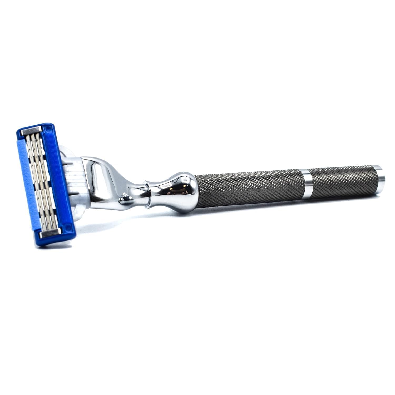 Parker Safety Razor Rasoio in Metallo a Tripla Lama - Compatibile Con Gillette Mach 3, Rasoio a Cartuccia Multilama, Telaio in Ottone Massiccio Con Cromatura - Nero