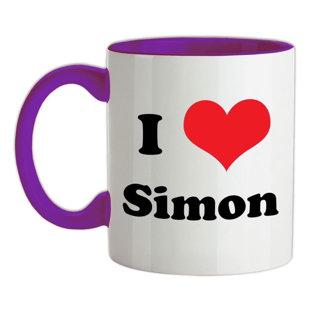 I Love Simon - 11oz - Ceramic Two-Tone Mug for Coffee/Tea - Purple/White - One Size