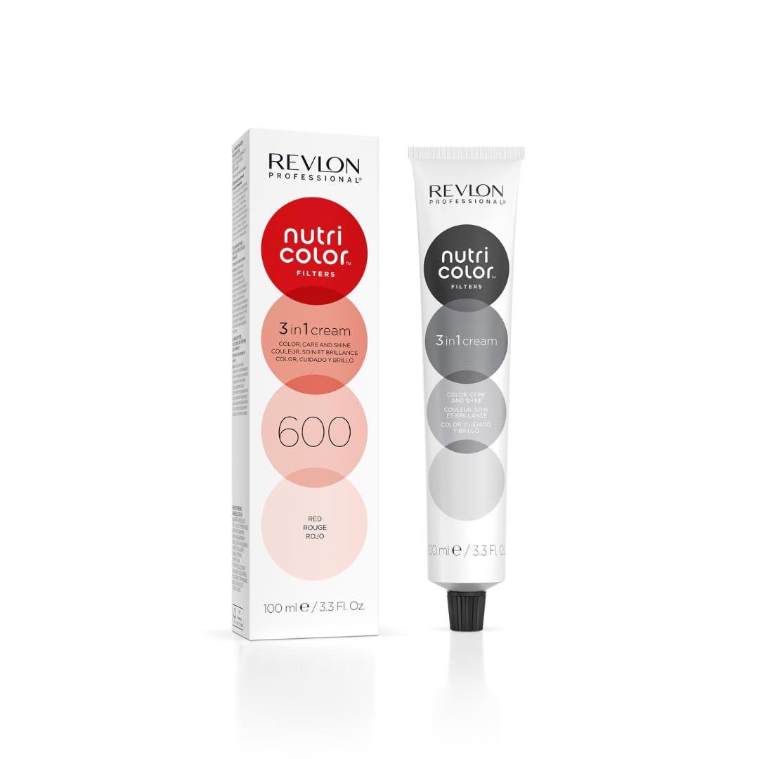 REVLON PROFESSIONAL Nutri Color Filters, Mascarilla de Coloración Temporal para el Pelo, Revive el Color del Cabello, Brillo y Coloración Intensa, Tinte Pelo Mujer Tono 600 Rojo, 100ml